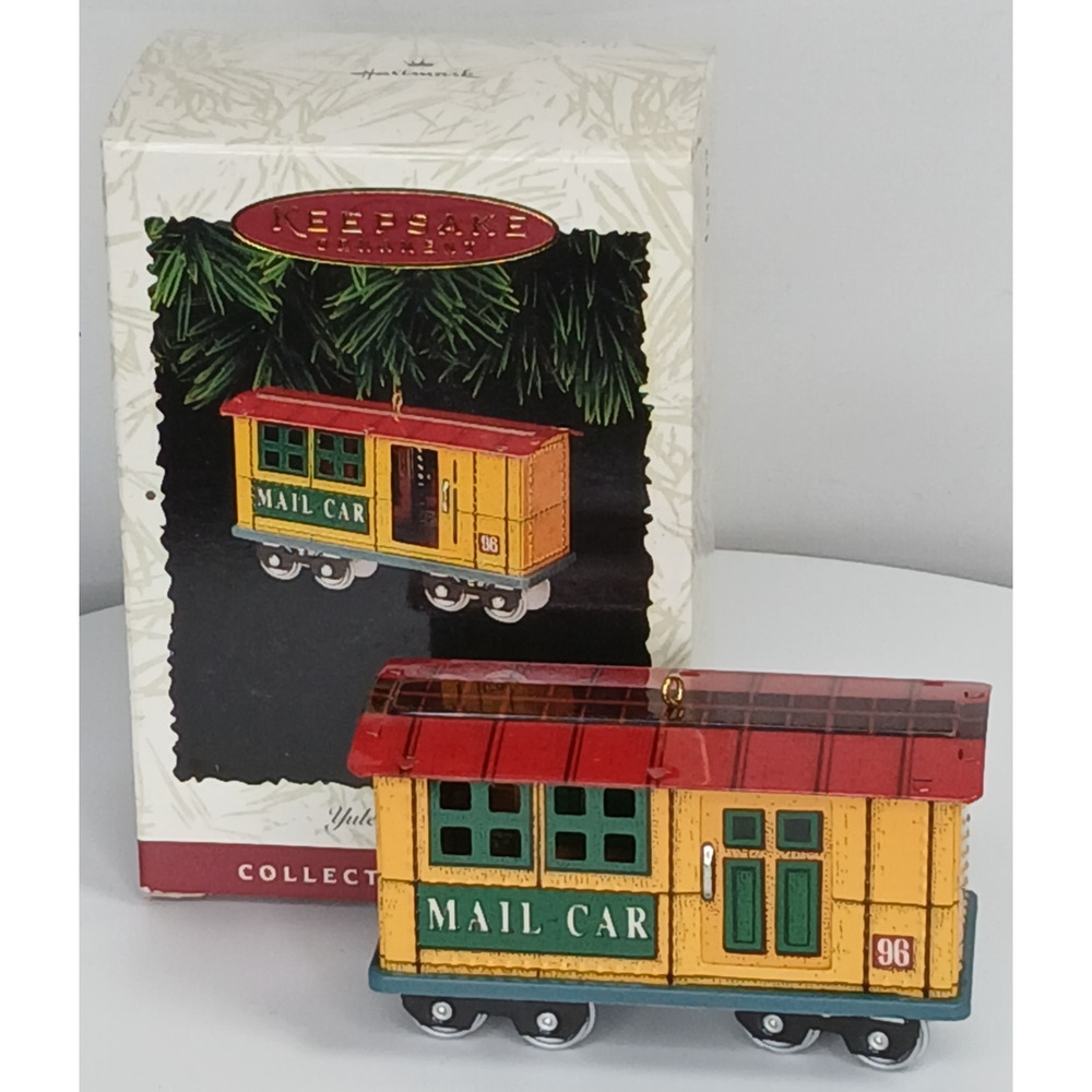 Hallmark Keepsake Ornament Yuletide Central Mail Car Train #3 In Series 1996